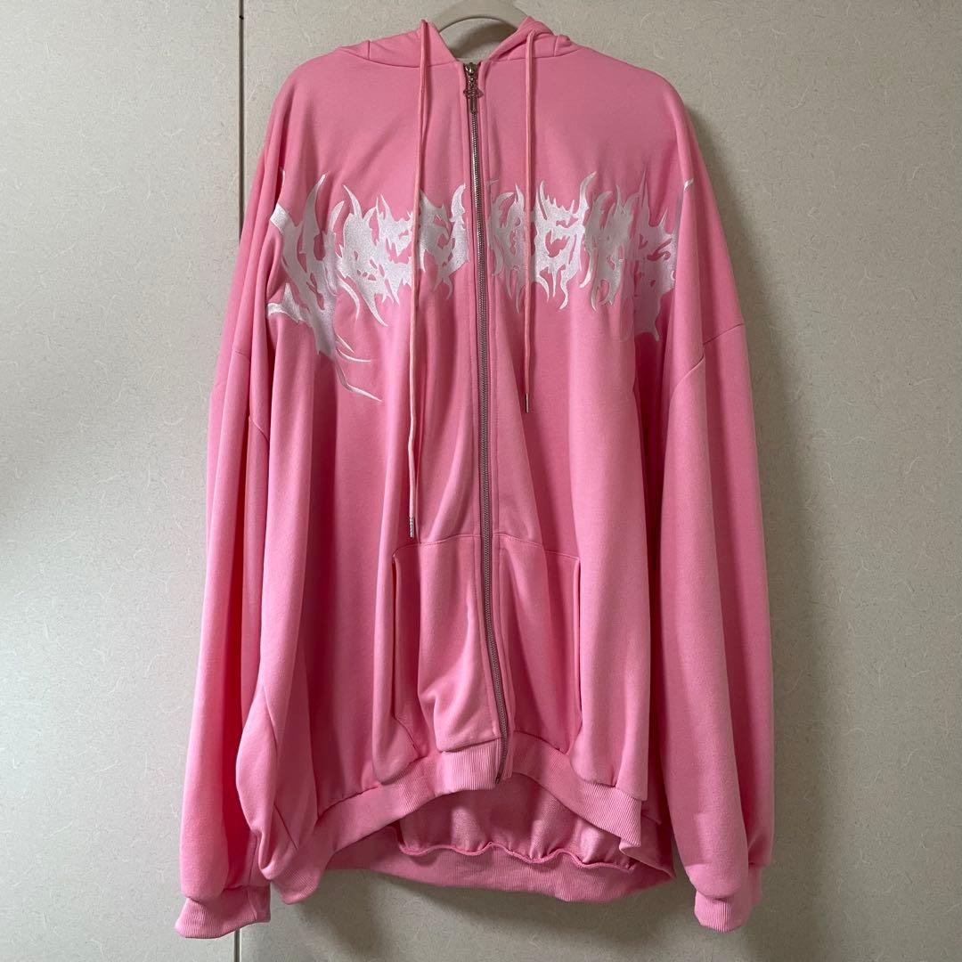 ヴォルカン＆アフロダイティ うさ耳ロゴZIPパーカー ピンク