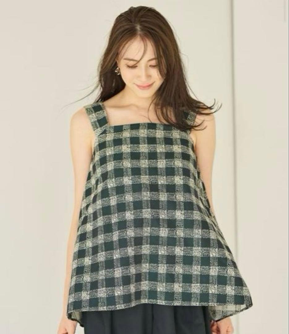 #Newans 笹川友里さんコラボ　チュニックビスチェ　グリーンチェックサイズ１
