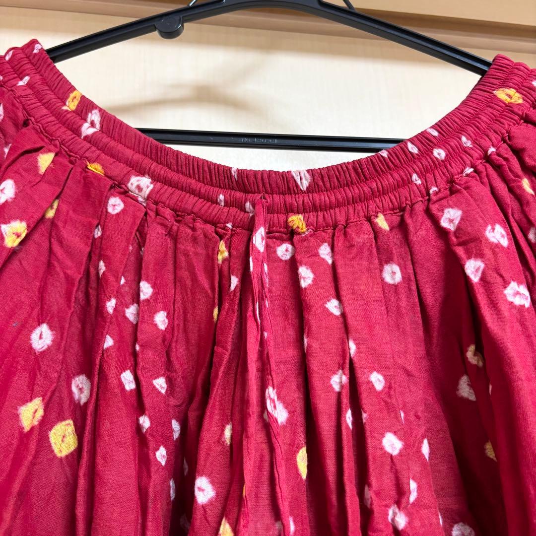 25ヤード ジプシースカート 赤 水玉 コットン 希少