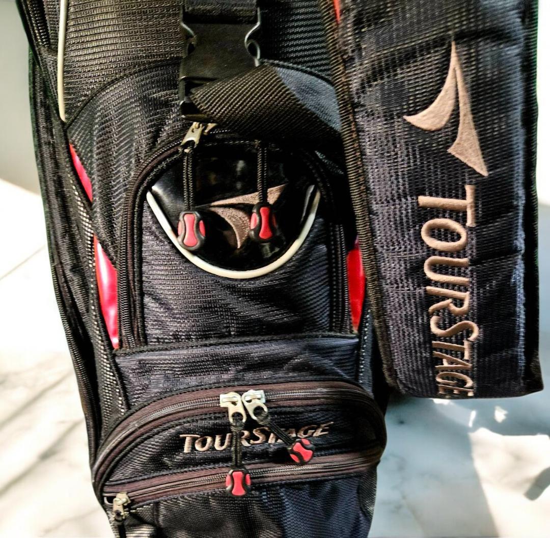 送料無料/美品　TourStage キャディバッグ BLACKｘRED