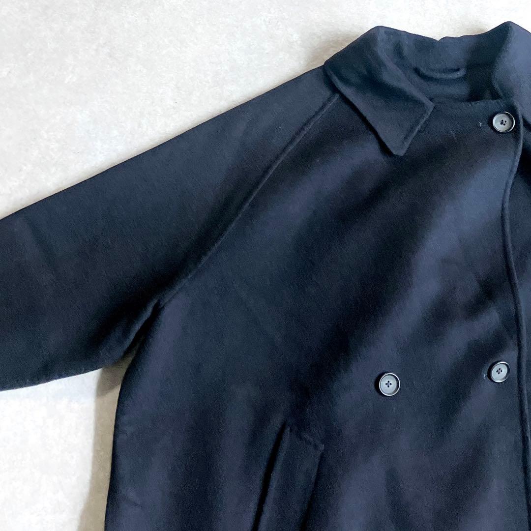美品 ビューティー&ユース ウールリバーポンチョコート 紺 ケープ オケージョン