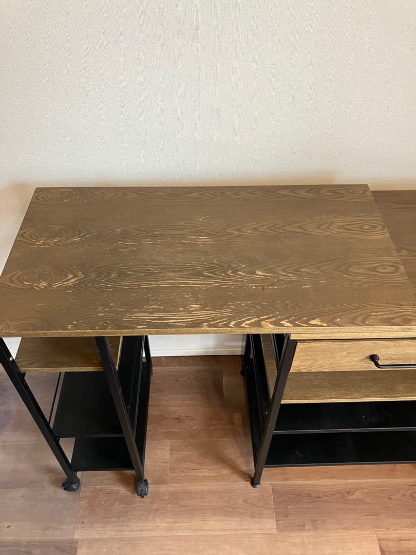 伸縮式キッチンカウンター 木目調 LOWYA