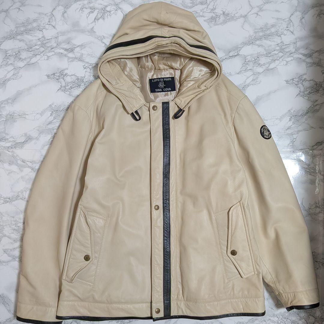 SINACOVA レザージャケット フード付き メンズ
