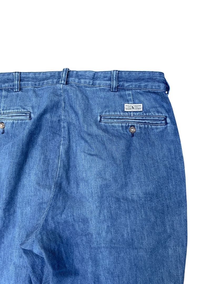 90s ポロラルフローレン 2タック デニム スラックス ワイドパンツ 極太