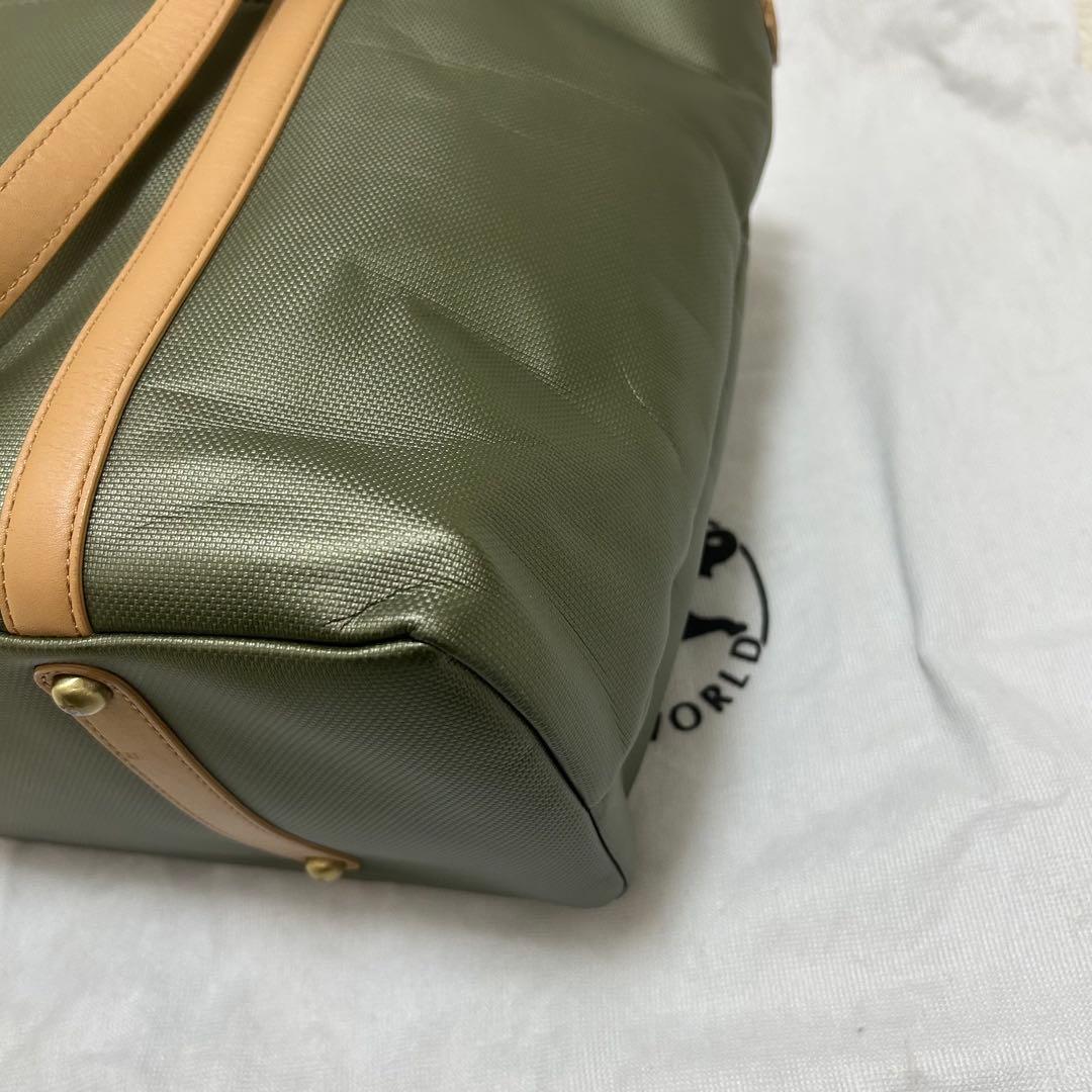 【極美品】ハンティングワールド A4 トートバッグ グリーン ロゴ